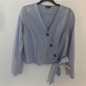 Wrap Style Botton Down V-neck Long Sleeve Shirt Top
